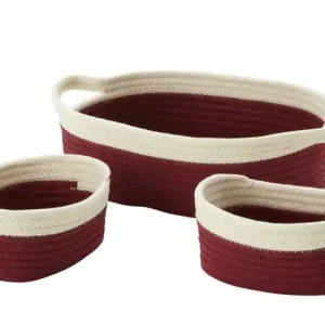 Schneller Versand HOME STORY Aufbewahrungskorb, 3er Set | Dunkelrot, Creme