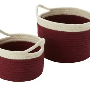 Jetzt Kaufen HOME STORY Aufbewahrungskorb, 2er Set | Dunkelrot, Creme