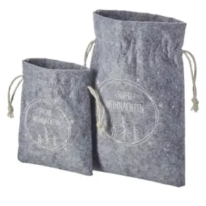 HOME STORY Geschenkbeutel Frohe Weihnachten, 2er Set | Grau Top-Preis