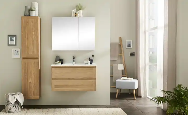 Wohnwert Spiegelschrank Capri | Eiche, Weiß | Höffner Direktkauf