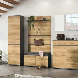 uno Garderobenschrank Lennox | Eiche (Nachbildung), Anthrazit Preisknaller