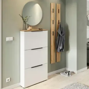 uno Schuhschrak Groven | Weiß, Eiche (Nachbildung), BHT 70 x 130 x 19 cm Sonderaktion