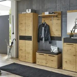 Aktuell Woodford Schuhkommode Lina | Eiche, Schwarz, Mit Einlegeböden