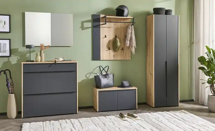 Saisonangebot Wohnwert Garderobenschrank Arca | Eiche (Nachbildung), Anthrazit