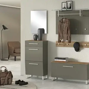 Schneller Versand Wohnwert Hängeschuhschrank Helen | Lavagrau, matt, Eiche (Nachbildung)