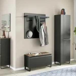 Top-Angebot Wohnwert Schuhschrank Leo | Mit Einlegeböden, Anthrazit, matt, Eiche (Nachbildung)