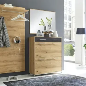 Expressversand Woodford Schuhschrank Vista | Anthrazit, Eiche