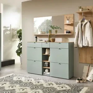 Direktkauf uno Mehrzweckschrank Turin | Grün, Eiche Artisan (Nachbildung)