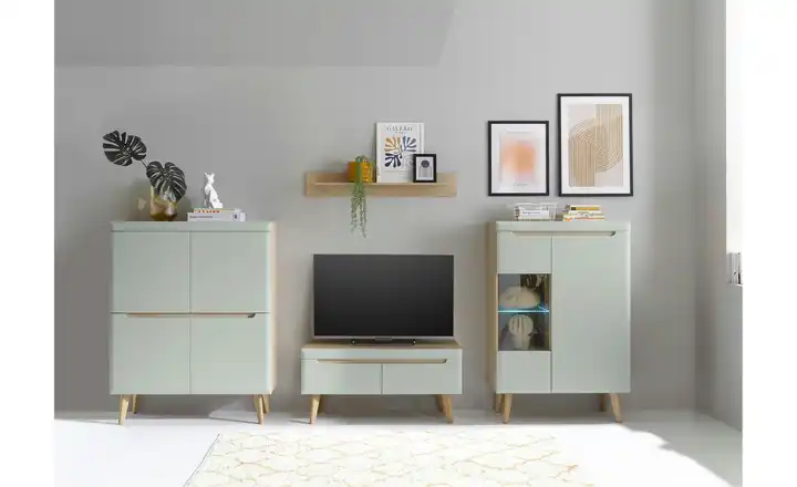 Wochenendangebot Vitrine Malaren | Eiche (Nachbildung), Pistaziengrün