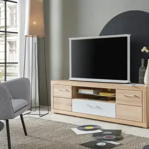 smart Lowboard Oslo | Kernbuche, Kernbuche (Nachbildung), Weiß Top-Angebot