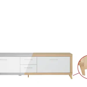 smart Lowboard Oslo | Kernbuche, Kernbuche (Nachbildung), Weiß Sonderangebot