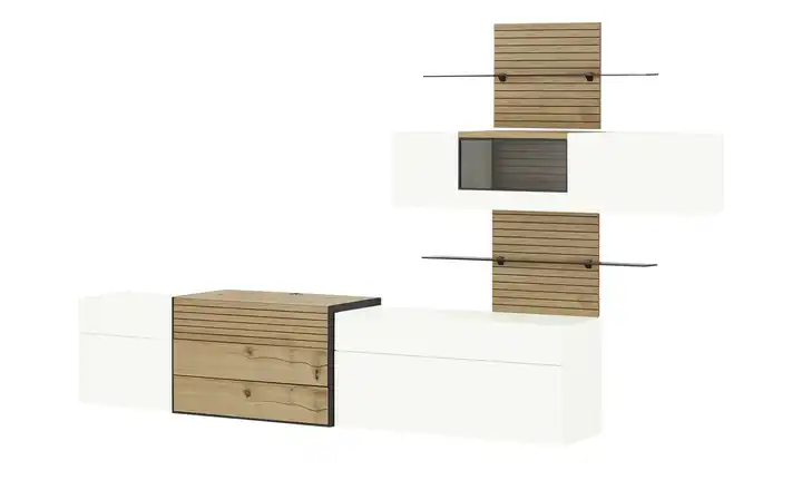 Wohnwert Wohnwand Spektrum | Polarweiß, Eiche | Höffner Gratis Versand