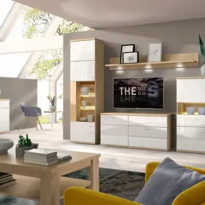 Wohnwand Largo | Weiß, Wildeiche (Nachbildung) Beliebt