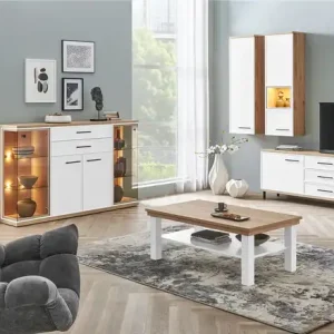 Wohnwert Highboard Carré | Weiß, Asteiche | Höffner Must-Have