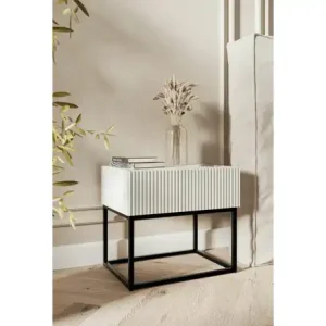 Selsey Nachtkommode mit Kufengestell Veldio | Weiß, Schwarz Sichere Zahlung