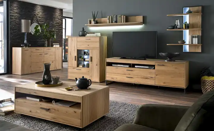 Kostenfreie Lieferung Woodford Wohnkombination Oakland | Schubkastendämpfer, Türdämpfer, Klappendämpfung, Kabeldurchlass/Kabelkanal