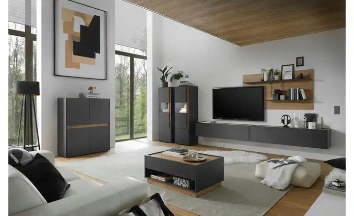 Wohnwand Cande | Anthrazit | Möbel Höffner Begrenztes Angebot