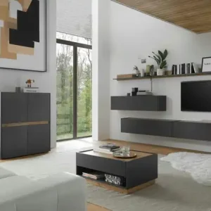 Wohnwand | Eiche (Nachbildung), Anthrazit | Höffner Günstig