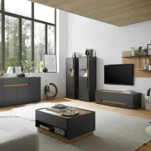 Wohnwand Cande | Anthrazit, Eiche (Nachbildung) Nur Heute