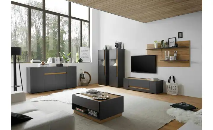 Wohnwand Cande | Anthrazit, Eiche (Nachbildung) Nur Heute