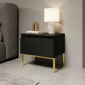 Selsey Nachtkommode mit goldenem Kufengestell Bemmi | Schwarz Saisonangebot