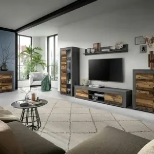 Wohnwand Bardenas | holzfarben, Grau | Möbel Höffner Letzte Chance