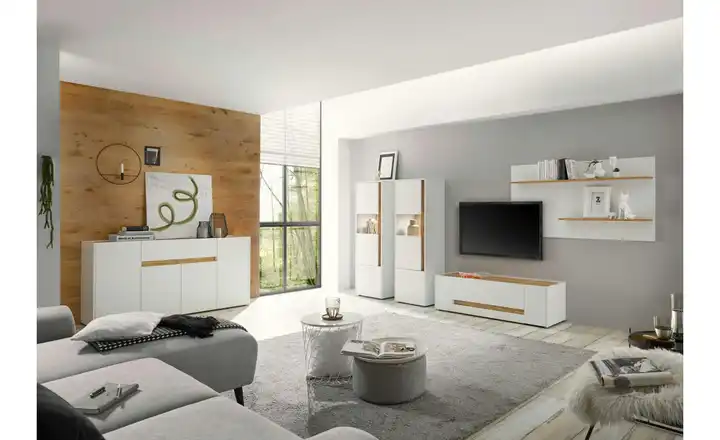 Wohnwand Cande | Weiß, Eiche (Nachbildung) | Höffner Jetzt Kaufen