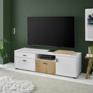 Zertifiziert Lowboard Hortuna | Weiß, Eiche (Nachbildung) | Höffner