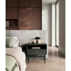 Geprüft Selsey Nachtkommode mit schwarzem Kufengestell Divenos | Anthrazit