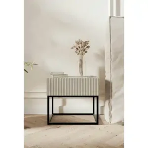 Zertifiziert Selsey Nachtkommode mit Kufengestell Veldio | Greige, Schwarz