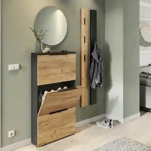 uno Schuhschrak Groven | Graphit, Eiche (Nachbildung), BHT 70 x 130 x 19 cm Neuheit