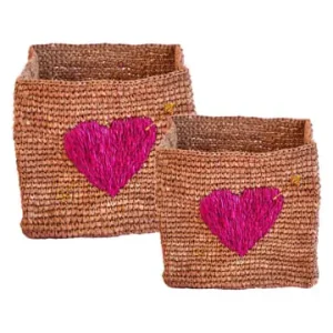 Top-Angebot Rice 2er-Set: Aufbewahrungskörbe in Hellbraun/ Pink - (B)14 x (H)14 x (T)14 cmgünstig kaufen | limango