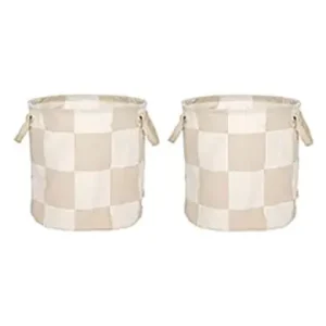 Sofort Bestellen OYOY living design 2er-Set: Aufbewahrungskörbe "Chess" in Beige - (H)32 xØ 32 günstig kaufen | limango