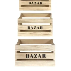 THE HOME DECO FACTORY 3er-Set: Kisten in Natur/ Schwarz - (B)40 x (H)22 x (T)31 cm günstig kaufen | limango Direktkauf