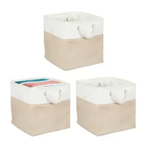 relaxdays 3 x Aufbewahrungskorb in Beige/ Weiß - (B)30 x (H)30 x (T)30 cm günstig kaufen | limango Finale Aktion