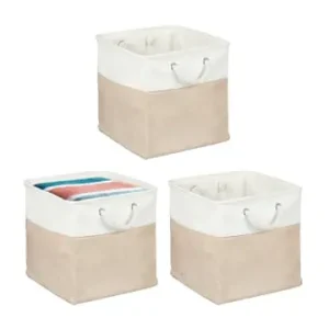 Markenware relaxdays 3 x Aufbewahrungskorb in Beige/ Weiß - (B)33 x (H)33 x (T)33 cm günstig kaufen | limango