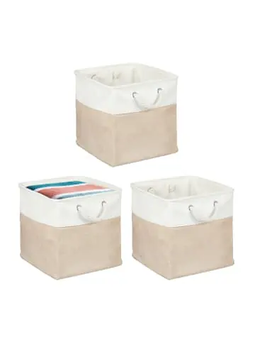 Markenware relaxdays 3 x Aufbewahrungskorb in Beige/ Weiß - (B)33 x (H)33 x (T)33 cm günstig kaufen | limango