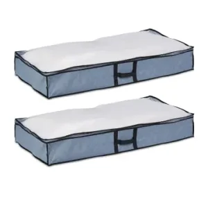 relaxdays 2 x Unterbettkommode in Grau/ Transparent - (B)100 x (H)14 x (T)50 cm günstig kaufen | limango Jetzt Bestellen