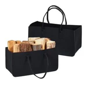 relaxdays 2 x Kaminholztasche in Schwarz - (B)50 x (H)25 x (T)25 cm günstig kaufen | limango Markenprodukt