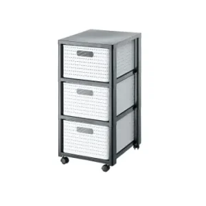 Rotho Country Rollcontainer mit 3 Schubladen in Rattan-Optik in Anthrazit & Weiß günstig kaufen | limango Direktkauf