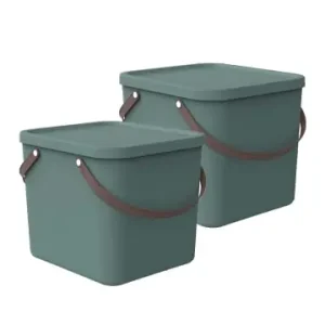 Rotho 2er-Set stapelbare Aufbewahrungskiste 40l mit Deckel in Mistletoe grün günstig kaufen | limango Must-Have