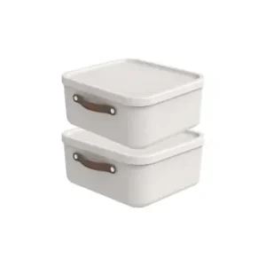 Schnäppchen Rotho 2er-Set Kiste mit Deckel Maloja 20l in Mistelweiß günstig kaufen | limango