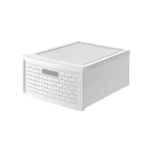 Rotho Country Schubladenbox mit 19.2l Schub in Rattan-Optik, Kunststoffin Weiß günstig kaufen | limango Rabatt