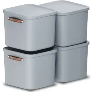 Rotho 4er-Set Kiste mit Deckel Maloja 40l in Misty blau günstig kaufen | limango Jetzt Kaufen