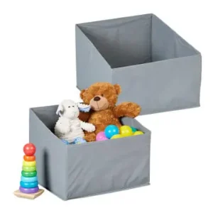 relaxdays 2 x Aufbewahrungsbox in Grau - (B)37 x (H)22-30 x (T)34 cm günstig kaufen | limango Preisreduziert