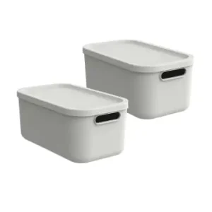 Saisonangebot Rotho Albula Light 2er-Set Kiste 12l mit Deckel in Mistelweiß günstig kaufen | limango