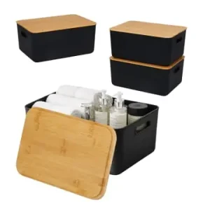 Solange Der Vorrat Reicht relaxdays 2 x Aufbewahrungsbox in Schwarz/ Natur – (B)36 x (H)16 x (T)25 cm günstig kaufen | limango