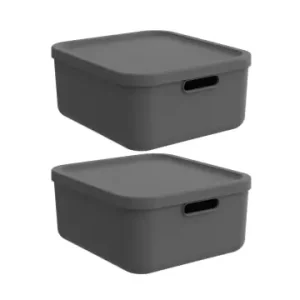 Rotho Albula Light 2er-Set Aufbewahrungskiste 20l in Anthrazit günstig kaufen | limango Highlight