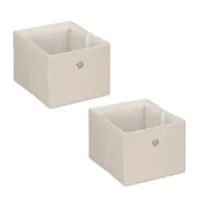 Günstig relaxdays 2 x Aufbewahrungsbox in Beige - (B)20,5 x (H)16 x (T)25 cm günstig kaufen | limango