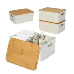 relaxdays 2 x Aufbewahrungsbox in Weiß/ Natur – (B)36 x (H)16 x (T)25 cm günstig kaufen | limango Top-Angebot